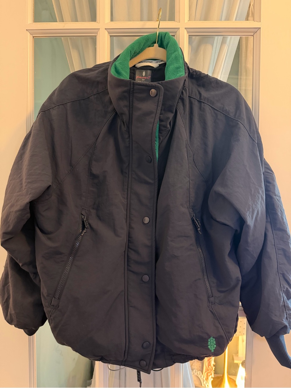 NWOT FP Movement by Free People Field Tripper Jacket Navy with Green Trim